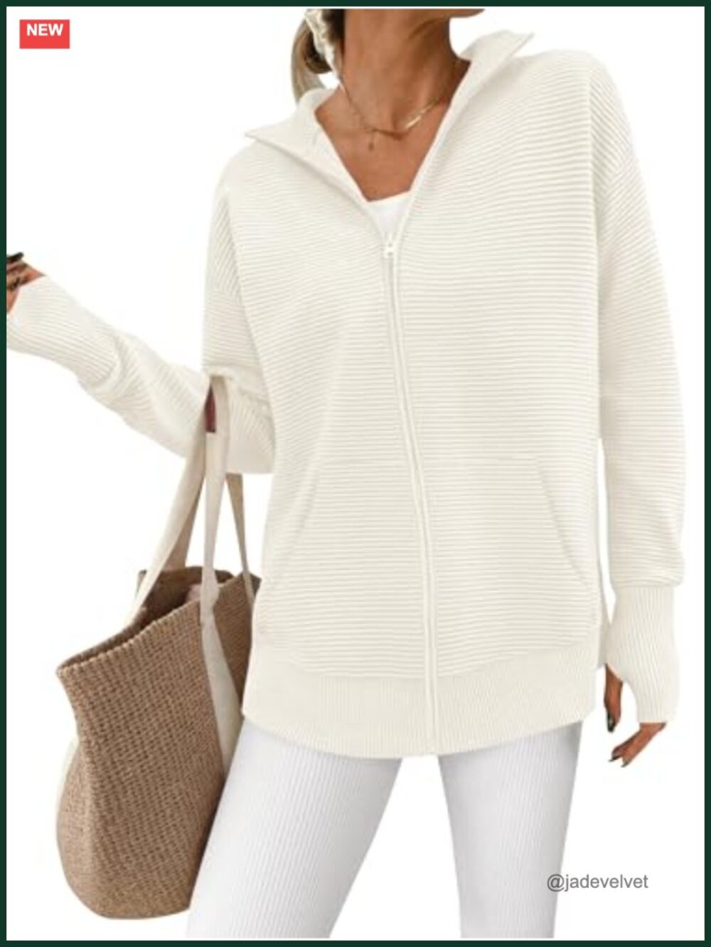 Women's Zip Up Ribbed Cardigan Sweater - Viscose Blend